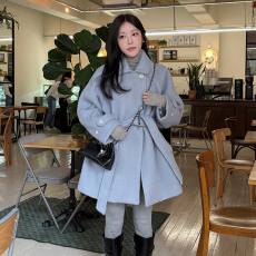 批发chic 韩版气质毛呢加棉保暖毛呢外套