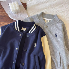 批发官图CVC华棉复合真跳#<b class='q'>男童</b>棒<b class='q'>球</b>服加绒春季撞色夹克纯色<b class='q'>开衫</b>外套