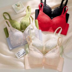 批发新款透气无侧骨滑滑杯性感蕾丝内衣女小胸聚拢收副乳防下垂文胸罩