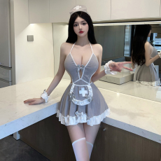 批发实价实拍 COS女仆装荷叶边连衣裙性感露背<b class='q'>护士</b>装<b class='q'>制服</b>吊带短裙睡衣