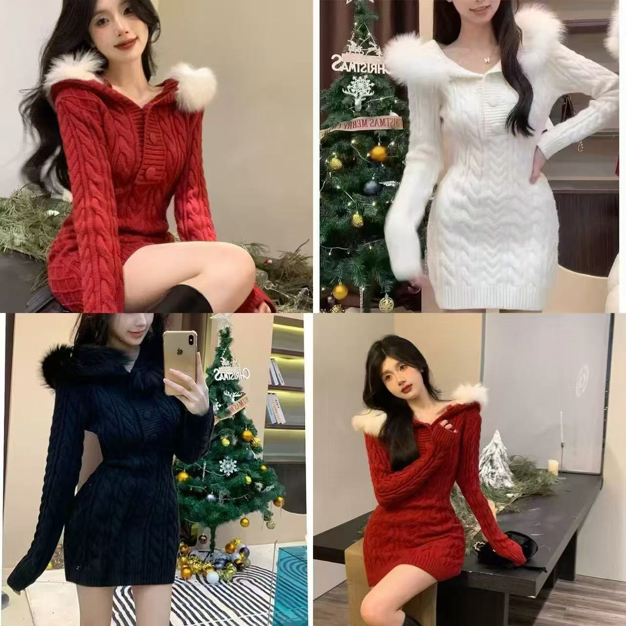 in mimiface 후드 털실 드레스 한국 동대문 구매 새로운