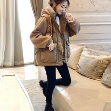 批发欧货连帽棉服女拼接加厚时尚宽松短款外套秋冬装2025新款<b class='q'>欧洲</b>站潮