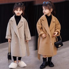 批发童装秋冬款加厚高档绒面呢<b class='q'>儿童</b>大衣女童冬装毛呢韩版中大童呢外套