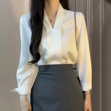 批发伯德小姐白色v领职业装衬衫女西装内搭上衣正装面试套装<b class='q'>雪纺</b>衬衣