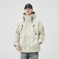 批发实拍冬季保暖羽绒服男新国标90白鸭绒御寒连帽工装冲锋衣羽绒外套