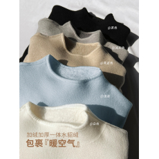 批发2025年冬季小立领加厚一体绒毛衣女内搭半<b class='q'>高领</b>软糯套头针织<b class='q'>打底衫</b>