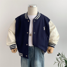 批发实拍*CVC华棉复合真跳#<b class='q'>男童</b>棒<b class='q'>球</b>服加绒春季撞色夹克纯色<b class='q'>开衫</b>外套