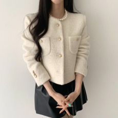 批发韩版2026春秋季新款气质小香风短款<b class='q'>修身</b>毛呢外套西服