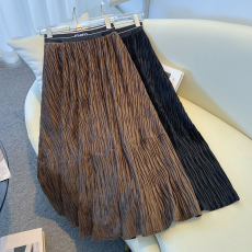 批发实拍<b class='q'>冬</b>款大码加厚金丝绒长款半身裙女胖MM高腰伞裙宽松打底半身裙