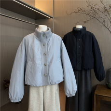 批发韩系针织立领90白鸭绒羽绒服女2025冬季新款高级感减龄气质短外套