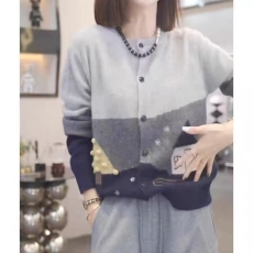 批发MUYANG 童话世界~房子大树<b class='q'>婴儿</b>羊绒羊毛开衫女圆领宽松<b class='q'>毛衣</b>外套