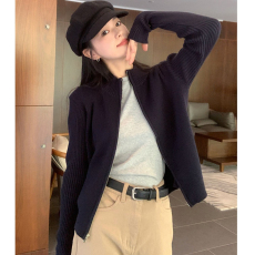 批发拉链毛衣针织开衫女2026新款春季ins辣妹短款显瘦百搭外套上衣潮