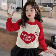 批发女童毛衣2024新款秋装小女孩针织衫儿童装爱心时髦秋冬款打底线衣