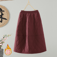 批发实拍2025冬季新款大码夹棉加厚宽松女日系文艺保暖茧型夹棉半身<b class='q'>裙</b>