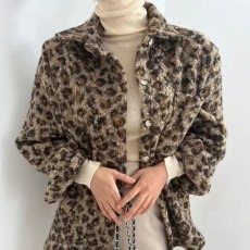 批发韩版冬季颗圆卷卷毛<b class='q'>碎花</b>休闲豹纹<b class='q'>衬衫</b>懒惰长袖原宿风休闲外套女