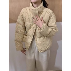 批发韩系波点立领羽绒服女2025冬季新款百搭洋气加厚保暖白鸭绒短外套