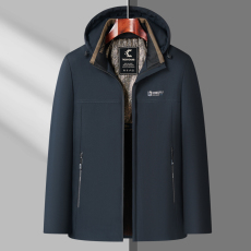 批发冬季石墨烯加绒加厚棉衣外套中老年爸爸装帽子可拆帽保暖男棉服