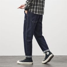 批发实拍秋冬新款牛仔裤男简约复古潮流宽松韩版直筒百搭弹力裤子
