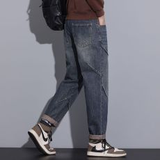 批发实拍2024秋冬新款牛仔裤男复古潮流宽松直筒高街百搭韩版长裤子