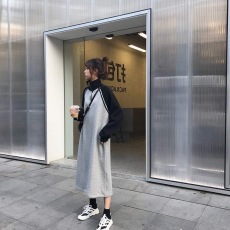 批发#加绒# 2025新款孕妇冬中长款加绒冬卫衣连衣裙宽松长裙