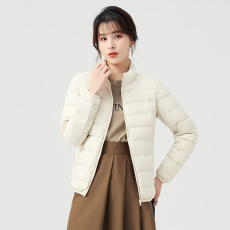 批发白鸭绒新款秋冬轻薄羽绒内胆女士内搭显瘦淑V领长袖休闲短款外穿