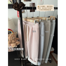 批发实拍实价 千鸟格长<b class='q'>裤</b>女秋冬新款羊羔绒阔腿<b class='q'>裤</b><b class='q'>高腰</b>直筒休闲<b class='q'>裤</b>子