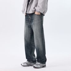 批发实拍新款美式复古高街宽松显瘦垂感时尚百搭牛仔裤男