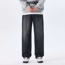 批发实拍秋冬新款百搭宽松时尚复古美式怀旧高街扎染牛仔裤