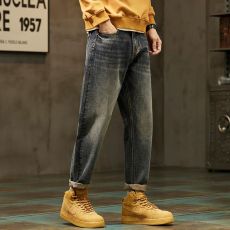 批发实拍新款复古怀旧牛仔裤男潮流宽松直筒休闲百搭韩版长裤子