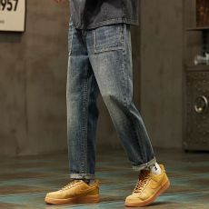 批发实拍新款美式复古怀旧牛仔裤男潮流宽松直筒休闲百搭韩版长裤子