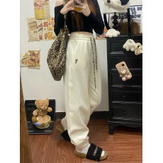 批发实拍 新款条纹毛线抽绳休闲阔腿裤 <b class='q'>宝宝</b>绒加厚刺绣松紧腰束脚裤