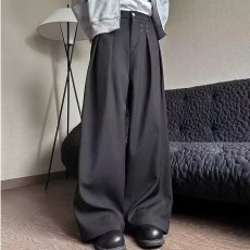 批发立体解构小众垂坠感阔腿西装长裤男女直筒休闲宽松时尚拖地小西裤