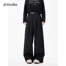 批发立体解构小众垂坠感阔腿西装长裤男女直筒休闲宽松时尚拖地小西裤