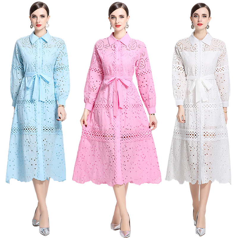 RY788# 澳洲小众镂空刺绣公主气质仙女连衣裙显瘦长裙甜美收腰大摆