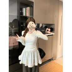 批发实拍实价 柔软<b class='q'>撞色</b>花褶下摆叠穿打底裙秋冬季德绒加厚长袖<b class='q'>连衣裙</b>