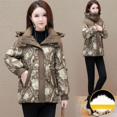 批发高端小个子短款花色时尚显瘦棉服女2025冬季新款洋气<b class='q'>妈妈</b>装棉服女