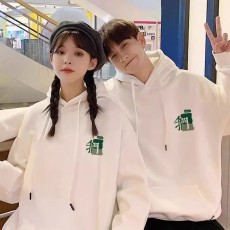 批发我们喜欢的情侣装男女秋冬新款加绒潮流时尚百搭连帽卫衣帽衫