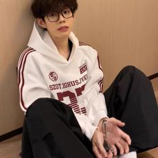 批发FYKSHOP美式复古球衣<b class='q'>风</b>33号条纹数字连帽卫衣男女秋季宽松上衣ins