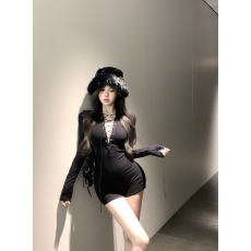 批发实拍实价 长袖<b class='q'>连体裤女</b>秋冬加绒连体衣打底内搭收腰辣妹短裤子