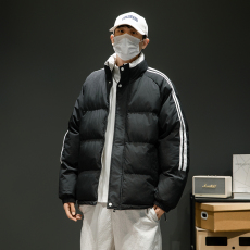 批发实拍冬季加厚保暖潮牌三条杆棉衣宽松百搭<b class='q'>基础</b>款简约男女款棉服