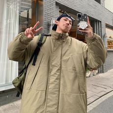 批发<b class='q'>日系</b><b class='q'>复古</b>简约机能风立领棉衣男潮牌宽松百搭防风情侣保暖棉袄