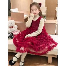 批发女童生日公主裙加绒重工钉珠女宝宝网纱<b class='q'>连衣裙</b>打底衫上衣背心裙子