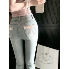批发盘盘【嗲嗲牌】微喇<b class='q'>牛仔裤</b>女夏高级百搭修身显瘦设计感拖地长裤