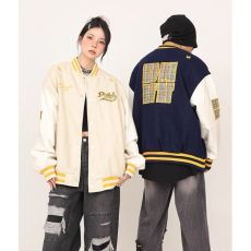 批发2024新款国潮美式oversize棒球服夹克女秋冬夹棉加厚宽松潮牌外套