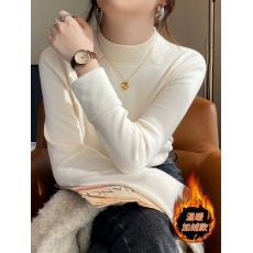 批发<b class='q'>婴儿</b>绒半高领打底衫女秋冬洋气内搭保暖长袖上衣新款加厚t恤女