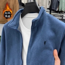 批发秋冬季双面羊羔绒<b class='q'>夹克</b><b class='q'>男士</b>休闲时尚保暖纯色绣花外穿拉链开衫<b class='q'>外套</b>