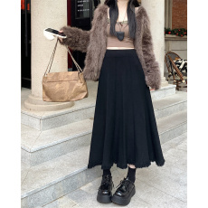 批发大码2025秋冬季<b class='q'>新款</b>显瘦a字针织半身裙女胖mm高腰伞裙百褶长裙子