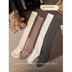 批发实拍实价过膝<b class='q'>袜</b>女春秋冬季长筒过膝盖<b class='q'>大腿</b>长腿袜子长<b class='q'>袜</b>防滑 4双装