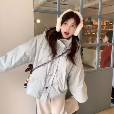 批发实拍实价~日系<b class='q'>甜美</b>彩色扣子蓝色羽绒服女款冬季新款小个子派克服