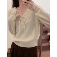 批发蕾丝长袖V领女内搭秋冬针织<b class='q'>浙江</b>普院毛衣<b class='q'>桐乡</b>高端嘉兴濮院羊毛衫